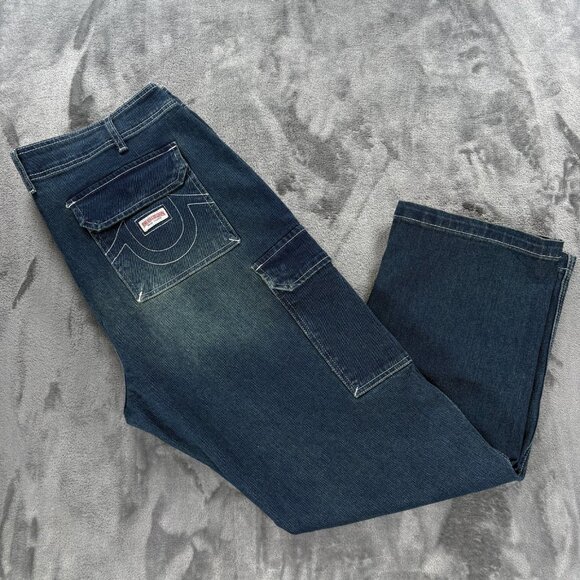 True Religion Denim Cargo Pants Mens 36X32 Medium Amber Nights Wash NWT
